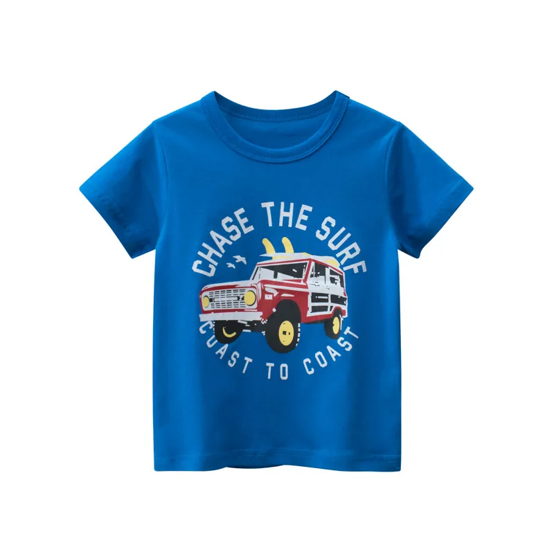 

2023 Summer New Cartoon Car T-shirt Boys and Girls Short Sleeve O-Neck T-shirt Children's Top Cotton T-shirt