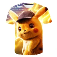 pokemon 3d anime pikachu t shirt 4 14 years childrens clothing boys girls short sleeve t shirt kids cartoon clothes t shirts
