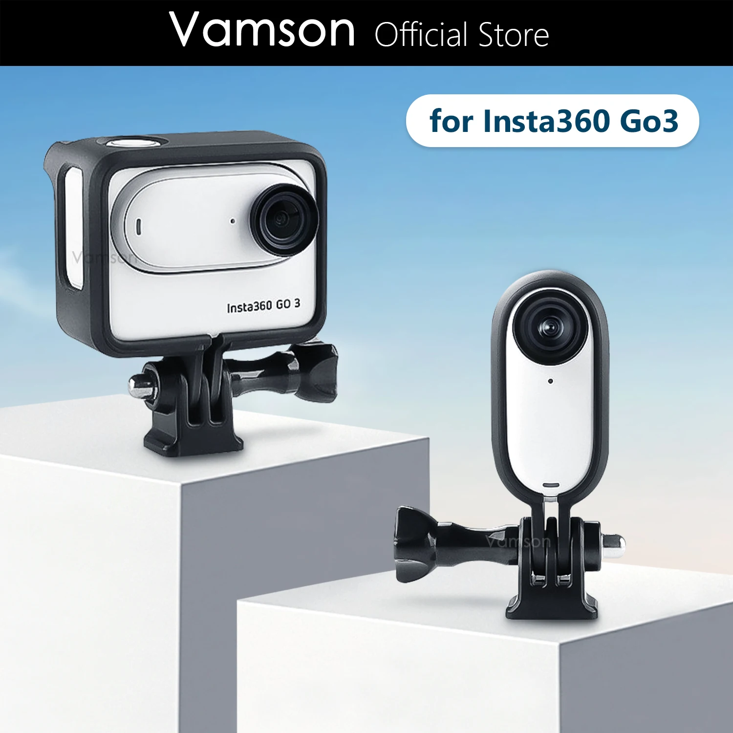Фото Аксессуары Vamson для Insta360 GO3, защитная крышка, рамка, крышка объектива, закаленное стекло, крепление для экшн-камеры Insta360GO3 №1