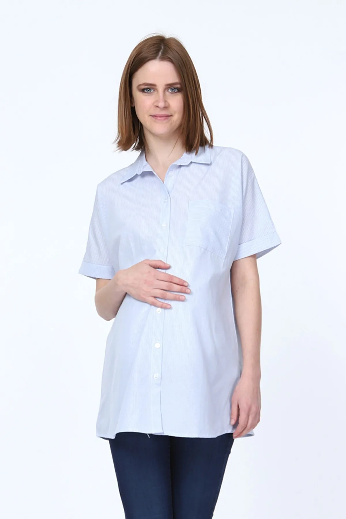 

Luvmabelly MYRA4020-Pockets Blue Striped Hamile Liner