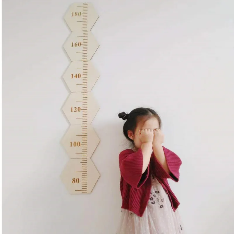 

Nordic Home Decor Creative Overlay Children's Height Chart Wooden Board Measure Wall Sticker Wild Scenebedroom Decoration