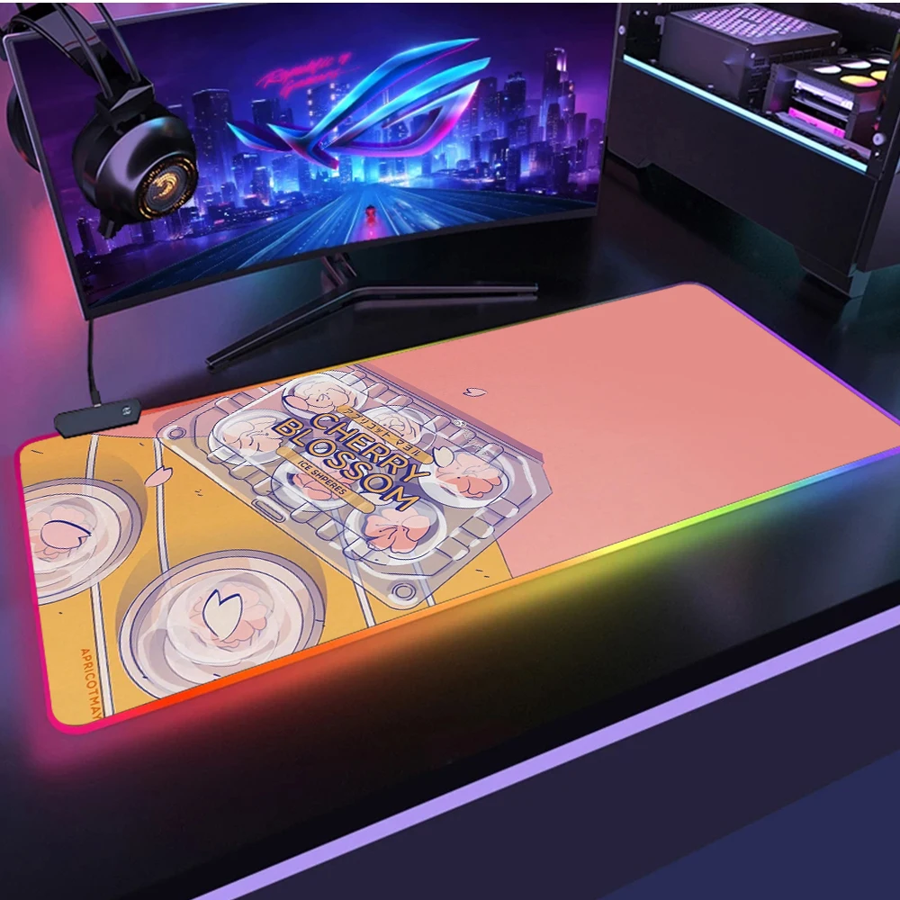 

RGB аниме розовый коврик для мыши большой геймерский Kawaii XXL игровой коврик для мыши резиновый оверлок большой модный мужской и женский Настол...