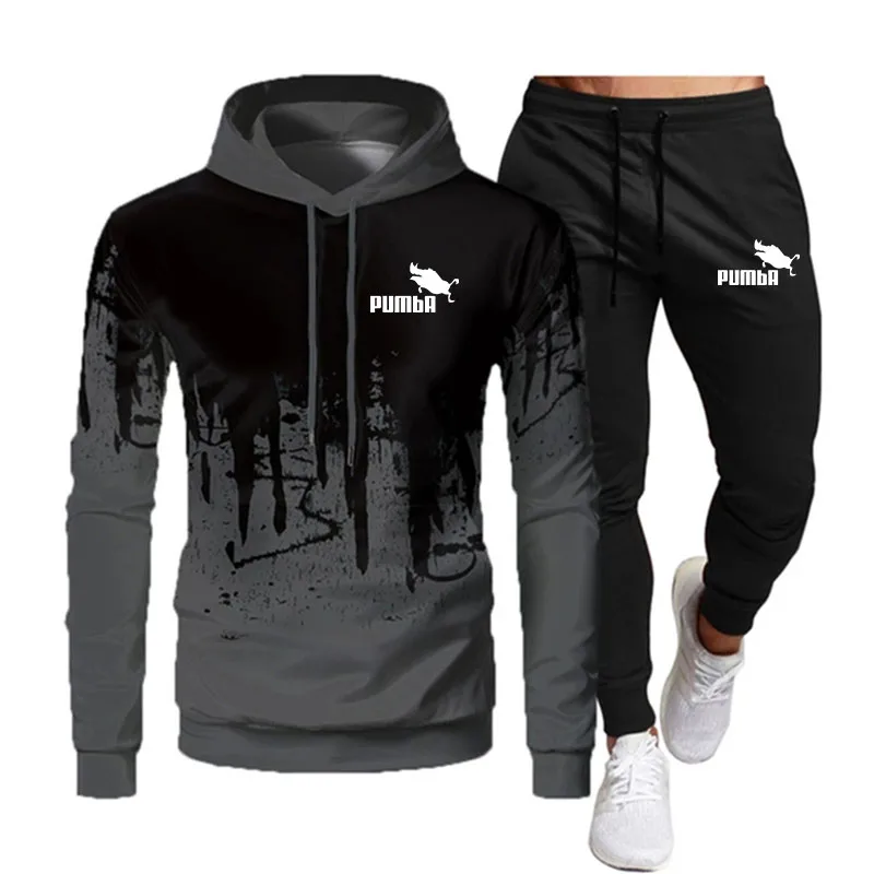 

Новинка 2022, Мужская модная толстовка, спортивная одежда, мужские комплекты, толстовка + брюки, осенне-зимние спортивные костюмы, повседневны...