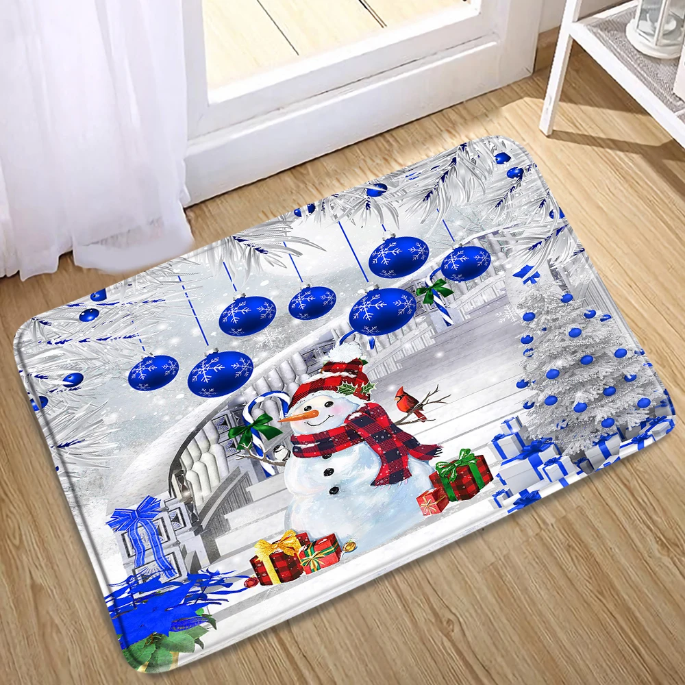 

Рождественский кухонный коврик, Забавный снеговик, подарок, рождественский мяч, коврик для входной двери в спальню, Домашний напольный декор, коврик для ванной, нескользящий коврик