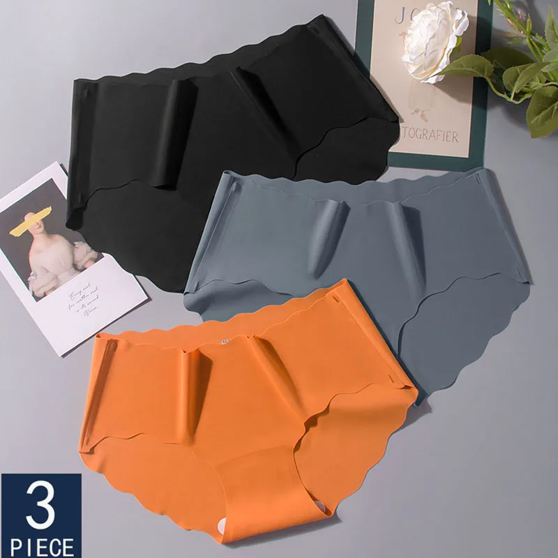 

3 шт./комплект, женские шелковые бесшовные трусы с заниженной талией