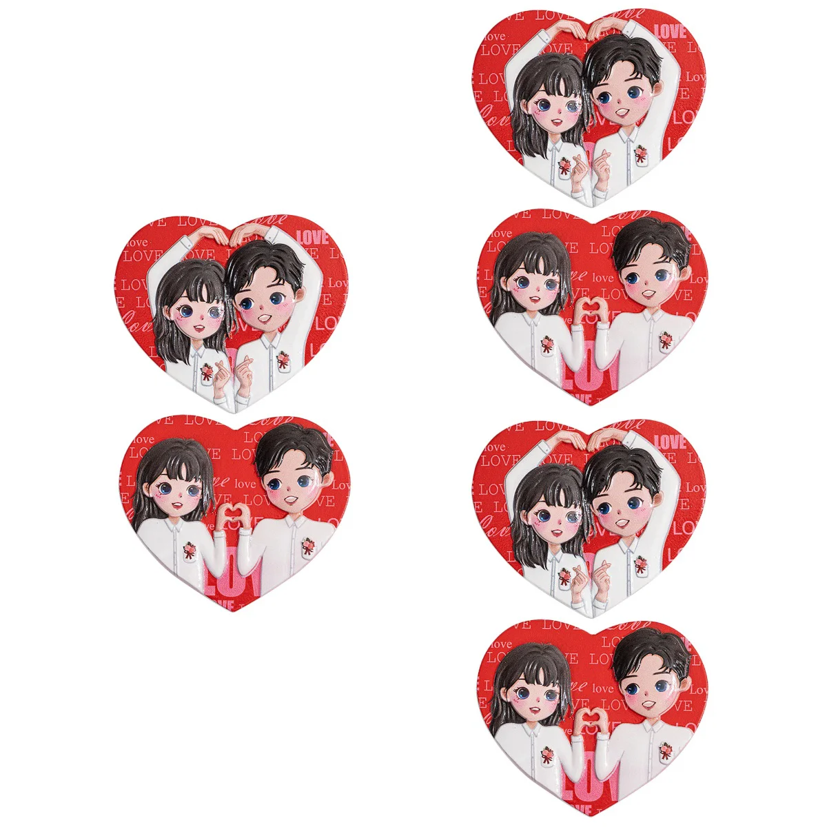 

6 pcs Valentine's Day Fridge Magnets Fridge Decors Lovely Refrigerator Magnets