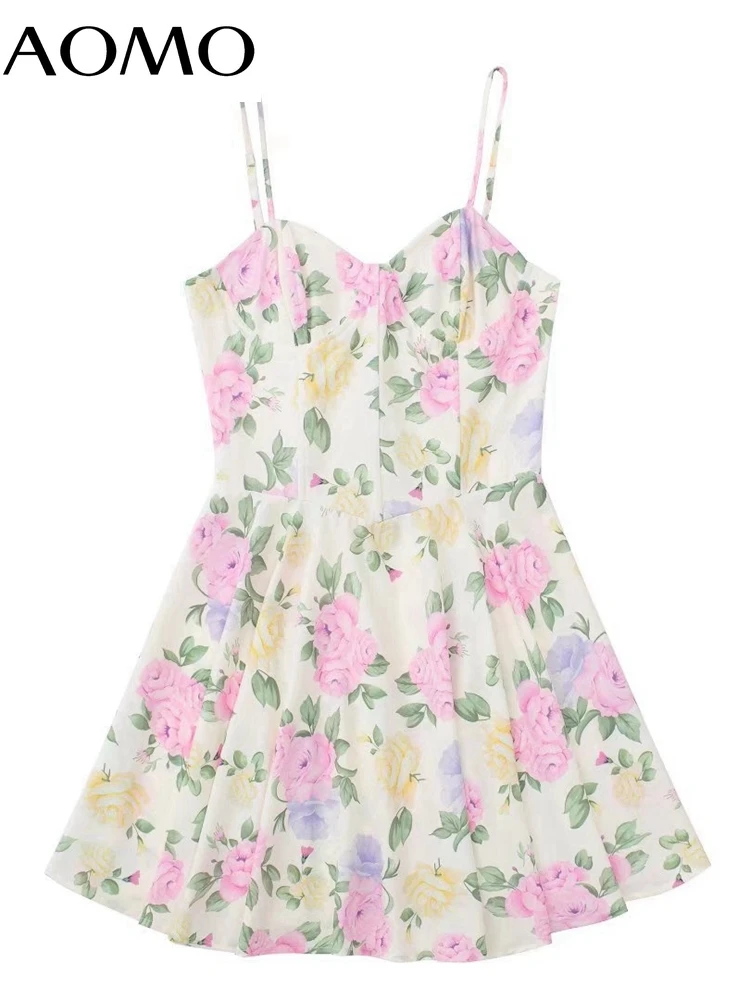 

Платье женское летнее с цветочным принтом, на молнии, с открытой спиной