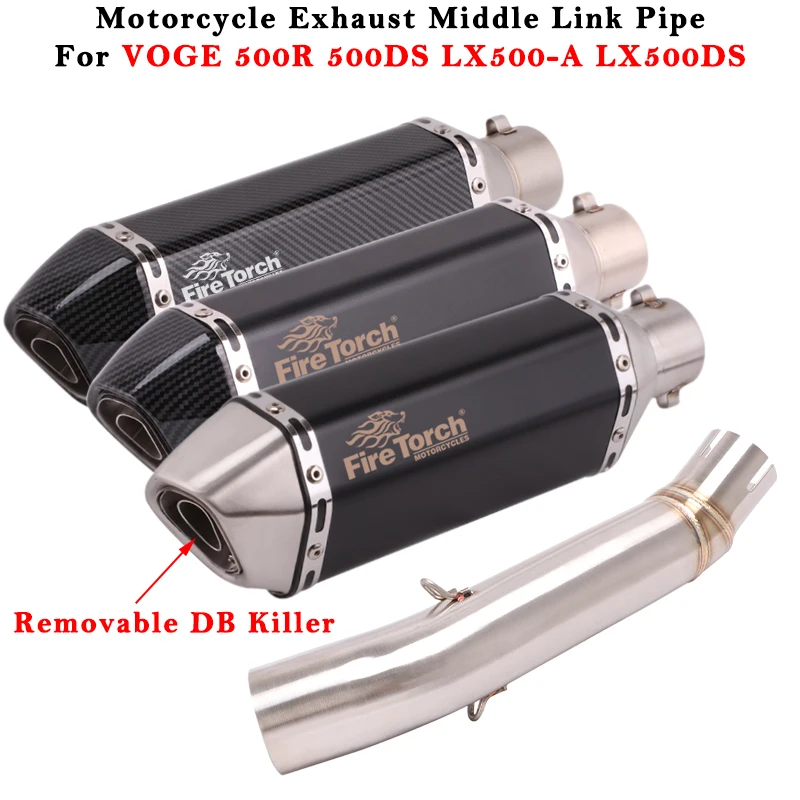 

Motorcycle Exhaust Escape System Modified Muffler With Middle Link Pipe DB Killer Slip On For VOGE 500R 500DS LX500DS LX500-A