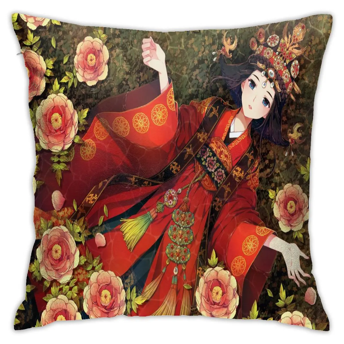 

Japanese Illustration Cushion Cover Floral Pillow Case For Car Sofa Decor Pillowcase Home Double-Sided Print Pillowcase
