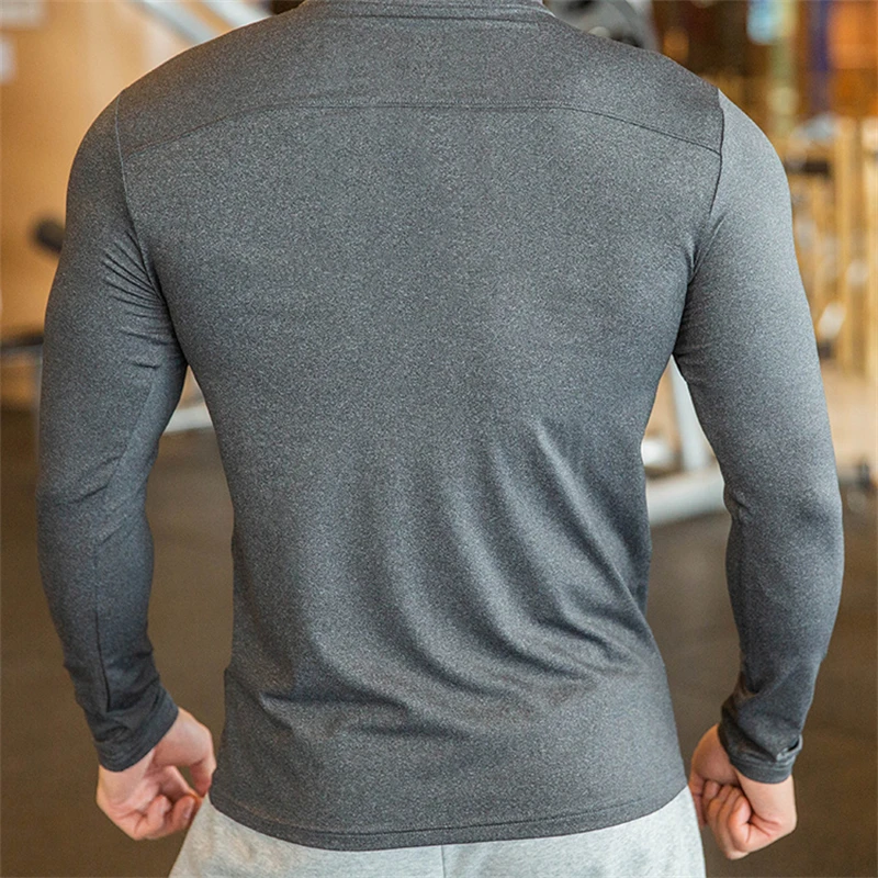 Men's Fitness Sports Compression Tight Pullover Zipper Long Sleeve Tops Running Gym Hiking Sweatshirts Elasitc Shrink Sportwear