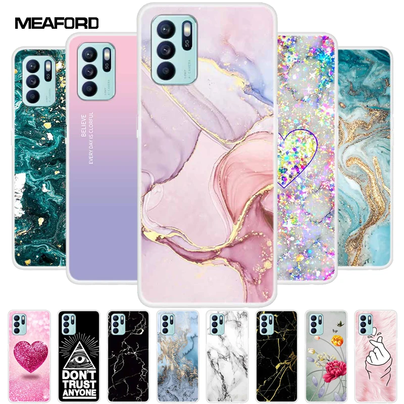 Чехлы для OPPO Reno6 Z, Reno6 5G 6 Pro + мраморный прозрачный мягкий силиконовый чехол из ТПУ для OPPO Reno 6 Pro Plus, чехлы для телефонов Reno6 Z CPH2251