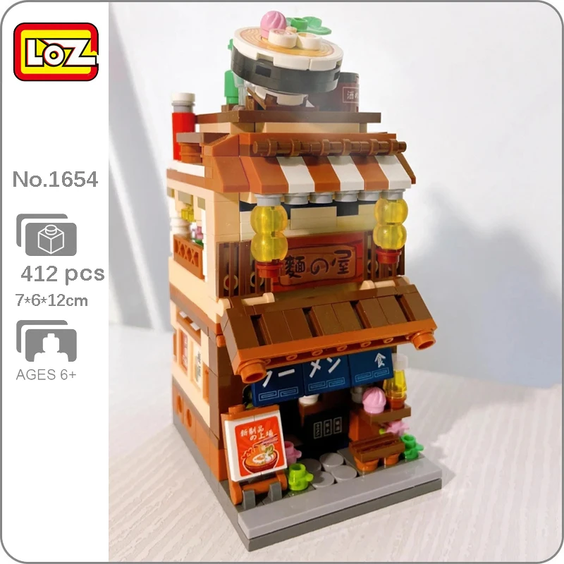 

LOZ 1654 City Street Noodle Shop Food Restaurant Store Architecture 3D Model Mini Blocks Bricks Building Toy for Children no Box