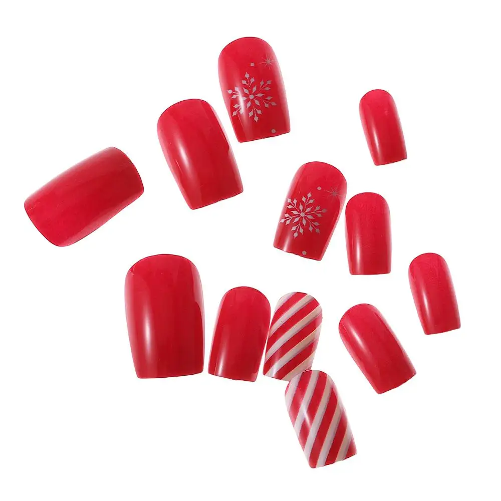 Съемные носимые маникюрные снежинки накладные ногти в полоску снежный декор для