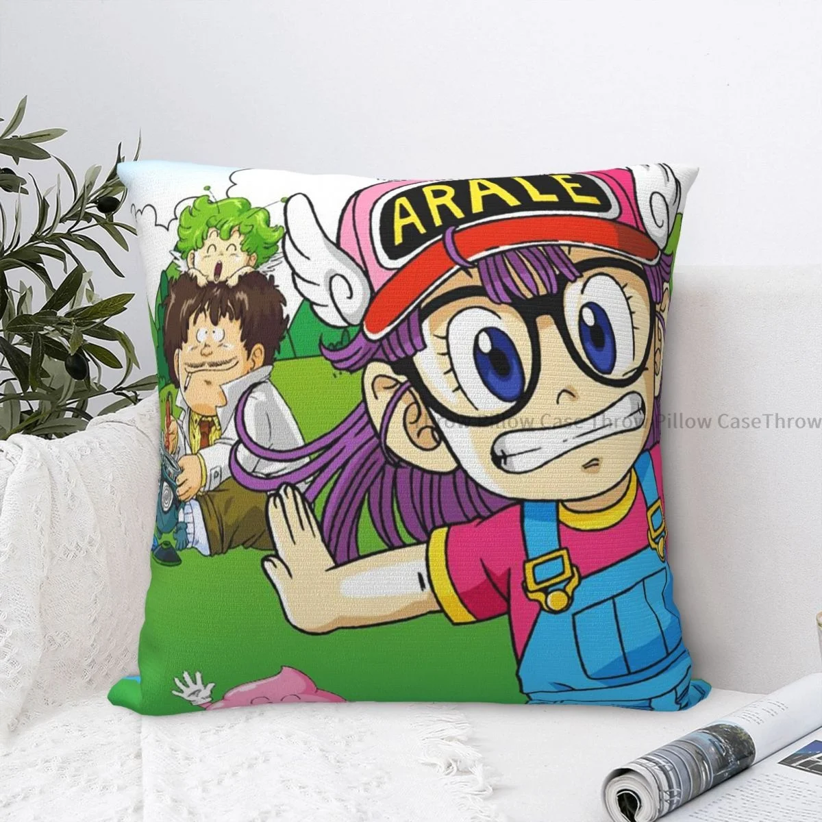 

ARALE Throw Pillow Case Dr Slump Robot Girl Anime Backpack Cushions Covers DIY Printed Washable Home Decor