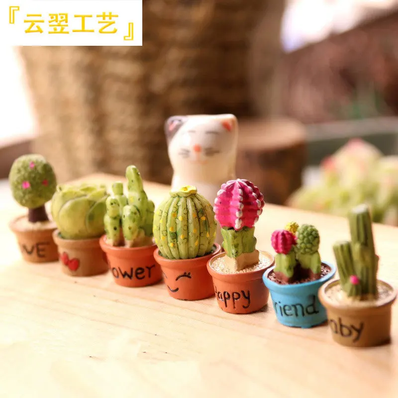 

1/4pcs Moss micro landscape ornaments Small potted plants with words DIY succulent decorative resin ornaments mini toy model