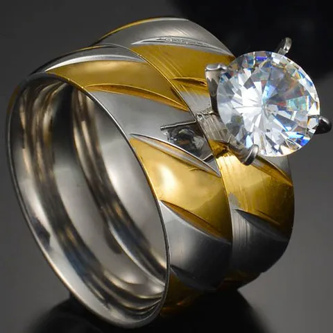 Парные кольца-женские изысканные кольца Стразы из циркония простые мужские кольца из нержавеющей стали модные ювелирные изделия для влюбленных подарки