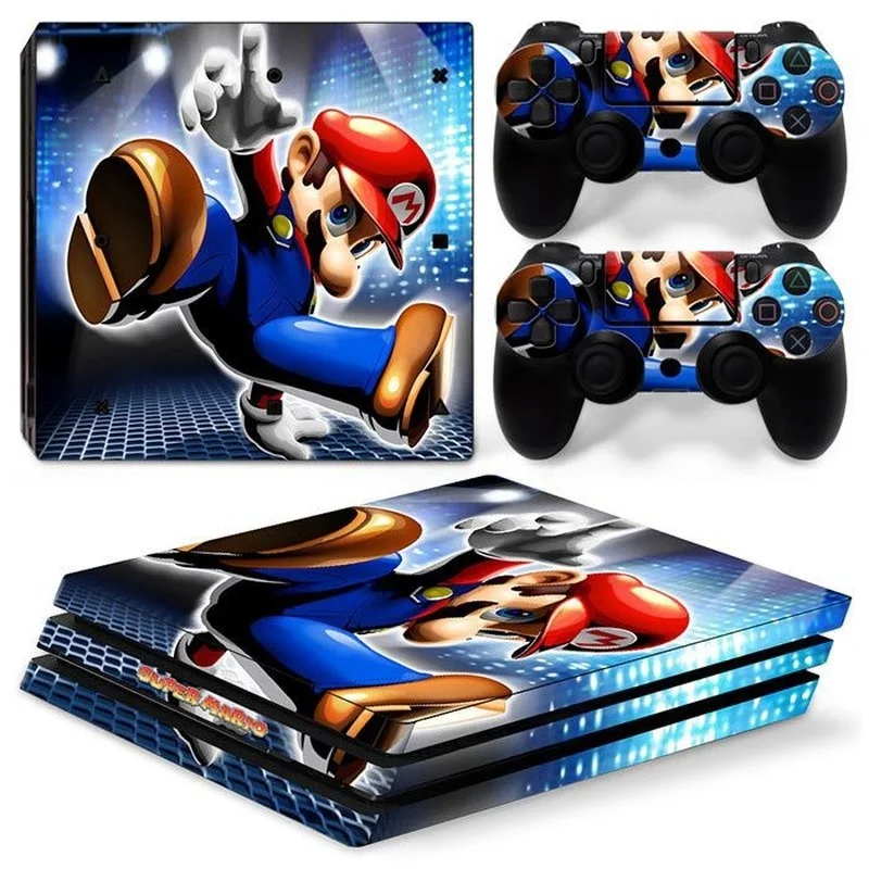Мультяшные цветные наклейки Super Mario PS4 Pro для консоли тематические на все тело