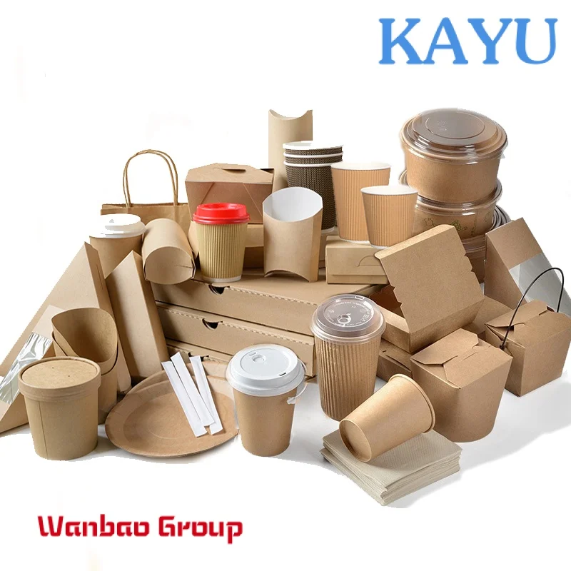 Custom Printed Take Away Food Packaging Kraft Paper Lunch Box Paper Pizza Box Disposable Salad Snack Food Container Boxes