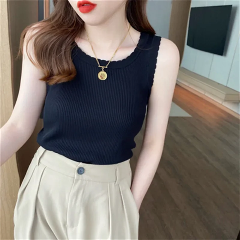 Женская летняя футболка без рукавов с широким плечевым ремнем внутренняя майка