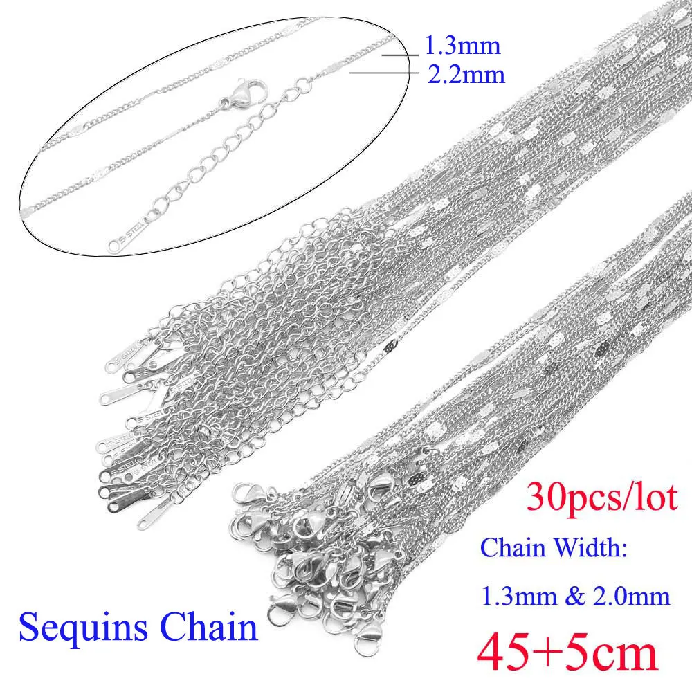 Цепочка с пайетками из нержавеющей стали 304 45 + 5 см 30 шт./партия - купить по