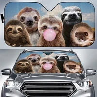 funny sloths with bubble gum blue sky pattern car sunshade sloths front window sun cover for sloth lover car windshield durabl
