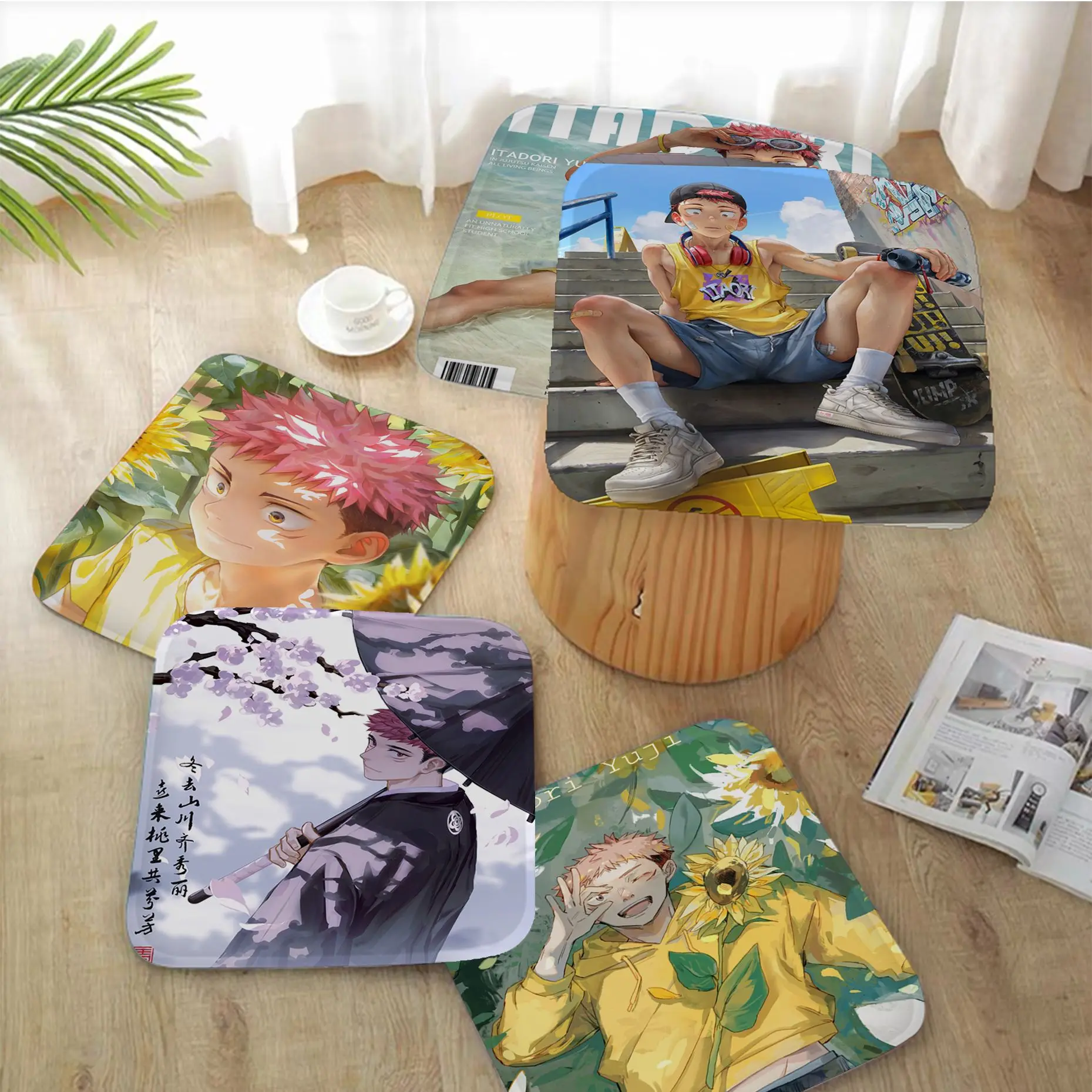 

Jujutsu Kaisen Yuji Itadori Anime Seat Pad Household Cushion Soft Plush Chair Mat Winter Office Bar Cushions Home Decor