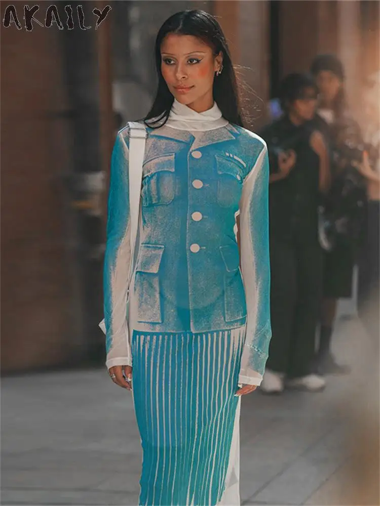 

Akaily Осень 3D принт макси платья для женщин Мода 2022 Водолазка с длинным рукавом Футболка Платье женское повседневное Элегантное Длинное Плат...