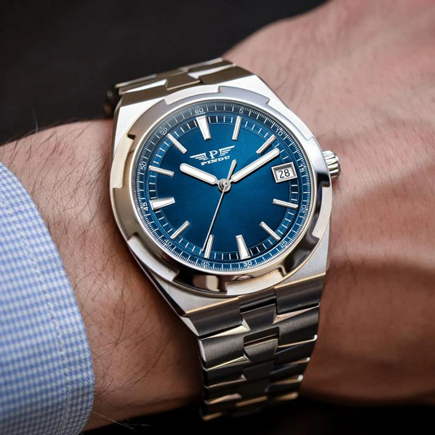 

Luxury Automatic Watch Men Business Mechanical Wristwatches 40mm Top Brand Dress Watches Homage Luminous Clocks Male PINDU 2022