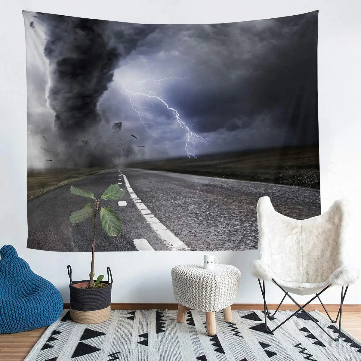 

Настенное одеяло «Торнадо», Настенный декор с молнией, черный, серый цвет, для спальни, гостиной, спальни, общежития