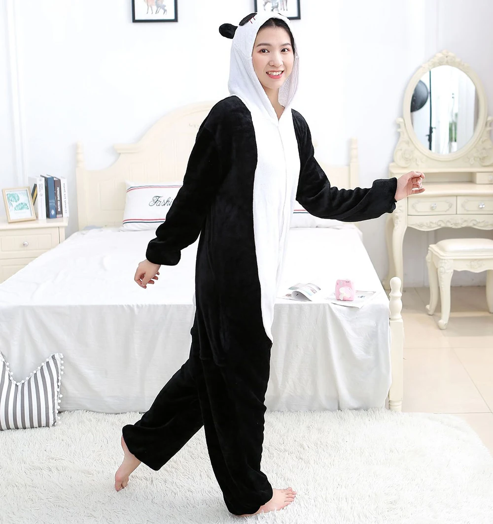 Adults Animal Onesie Panda Pajamas Set Women Kids Winter Unisex Onesies Cartoon Flannel Sleepwear Halloween Christmas Jumpsuits