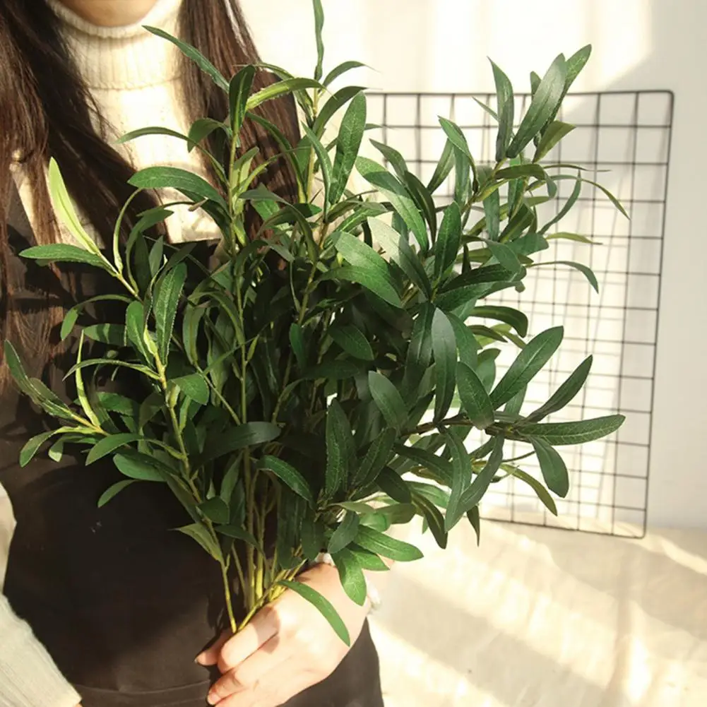 

Sturdy Simulation Leaves Realistic Faux Silk Flower Simulation Plant Olive Branch Decoration Fake Leaves Artificial Flower