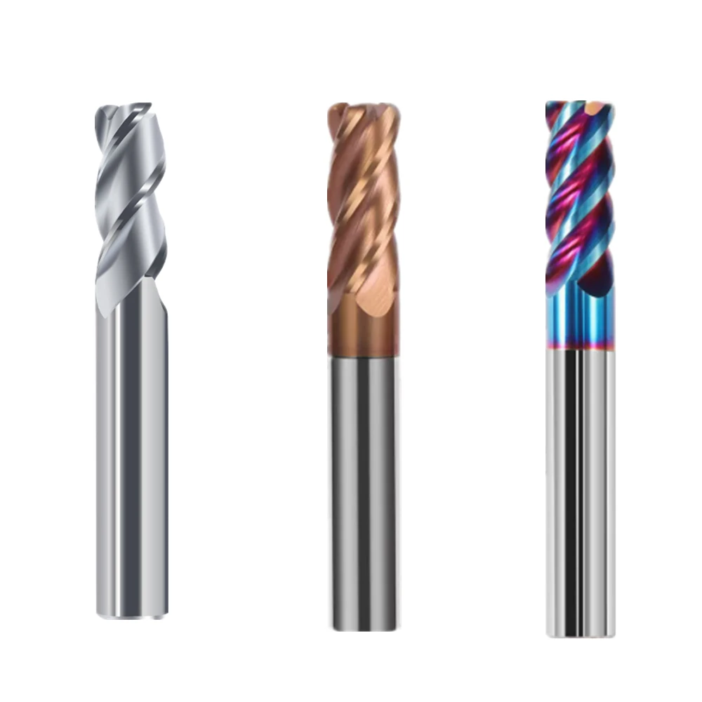 

1PCS Corner Radius End Mill R Bullnose CNC Tungsten Carbide Steel Cutter Surface Machining Metal Router Tool 3 4 Flutes R0.5 R1