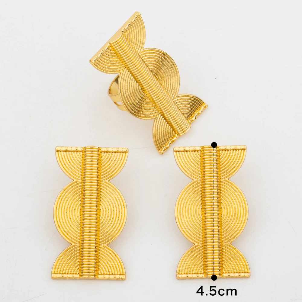 Ювелирные наборы из Дубая золотого цвета для женщин изысканный дизайн серьги