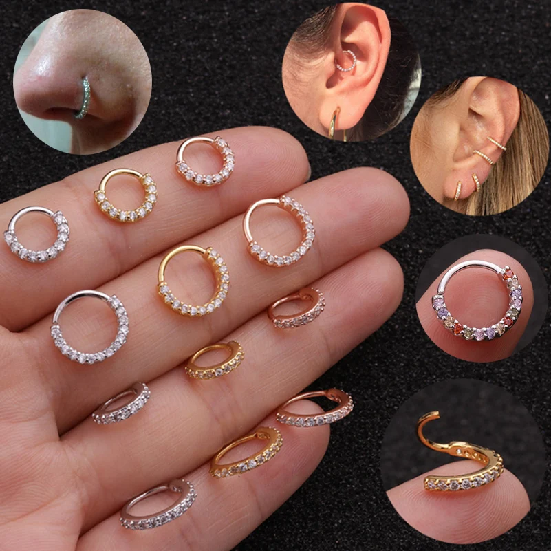 

1 Piece Top Crystal Zircon Helix Nose Piercing Hoop Tragus Daith Cartilage Earring Eyebrow Nose Ring Septum Ear Piercing Jewelry