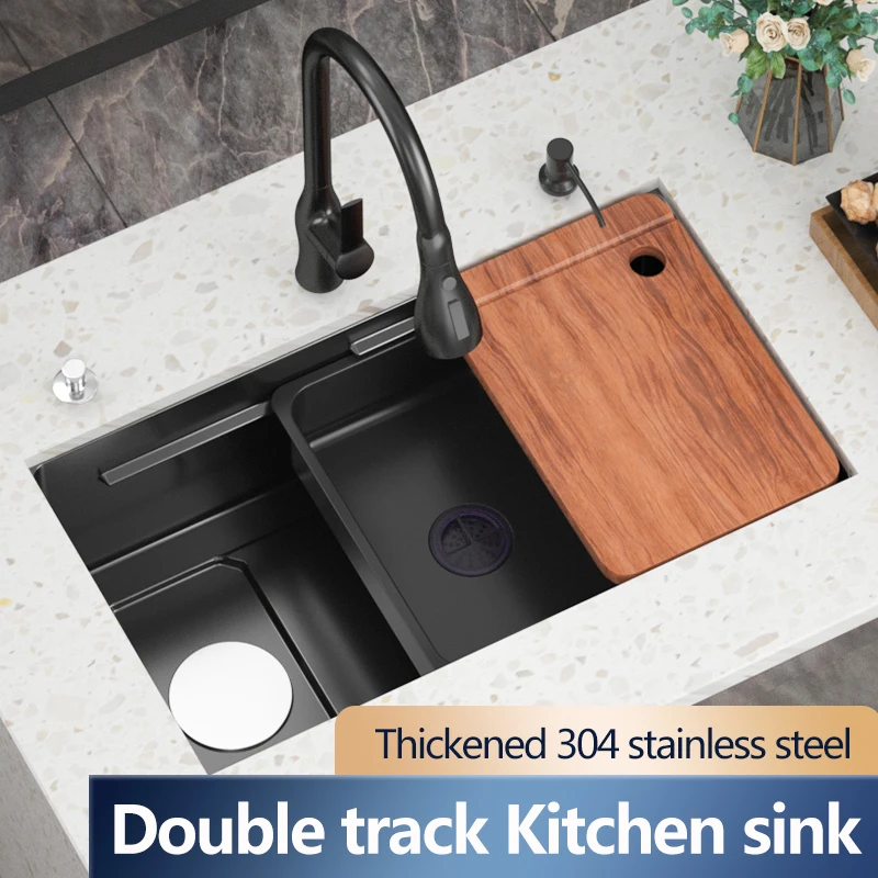 

Waterfall Kitchen Sink Stainless Steel Large Single Bowl Wash Basin Household Kitchen Accessories Multifunctional Dishwasher