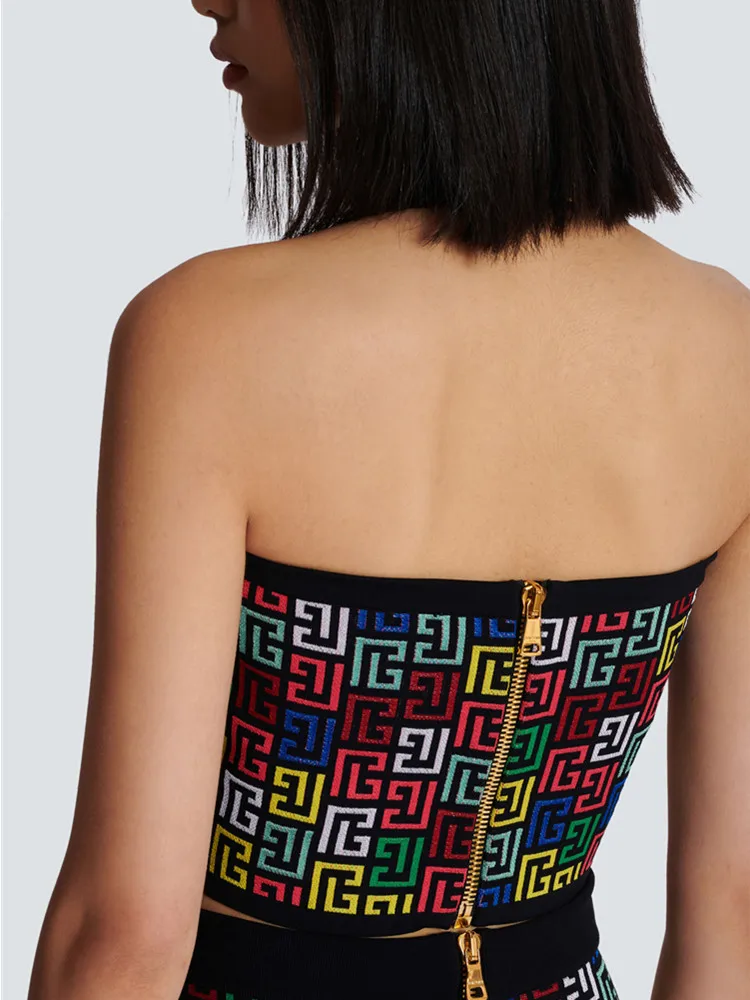 Женский жаккардовый комплект с юбкой элегантная вязаная вечерняя одежда лямкой