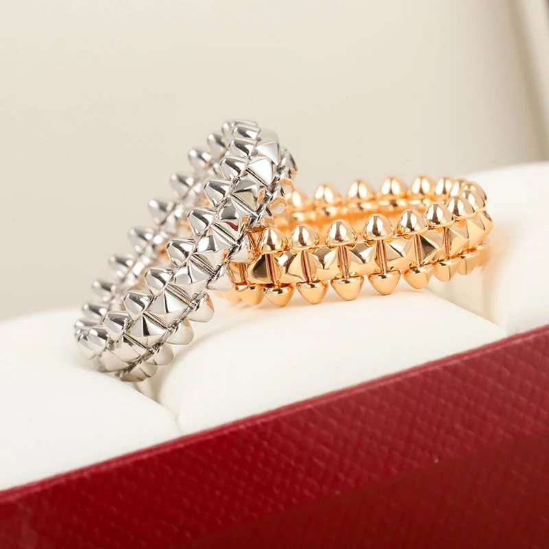 

European style new classic rotating ring men and women 925 silver gold-plated rivets trendy brand jewelry couple gifts