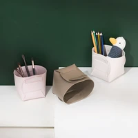 pu makeup brush box tube bucket ins dresser desktop dust proof stationery rack pencil tray pen holder desk organizer storage