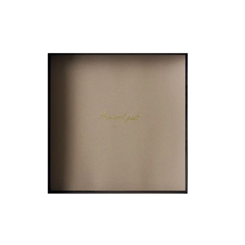 

Wrought Iron Tray With Leather Cushion Storage Tray For Jewelry/Watch/Dessert/Coffee Display Tray Home Decoration