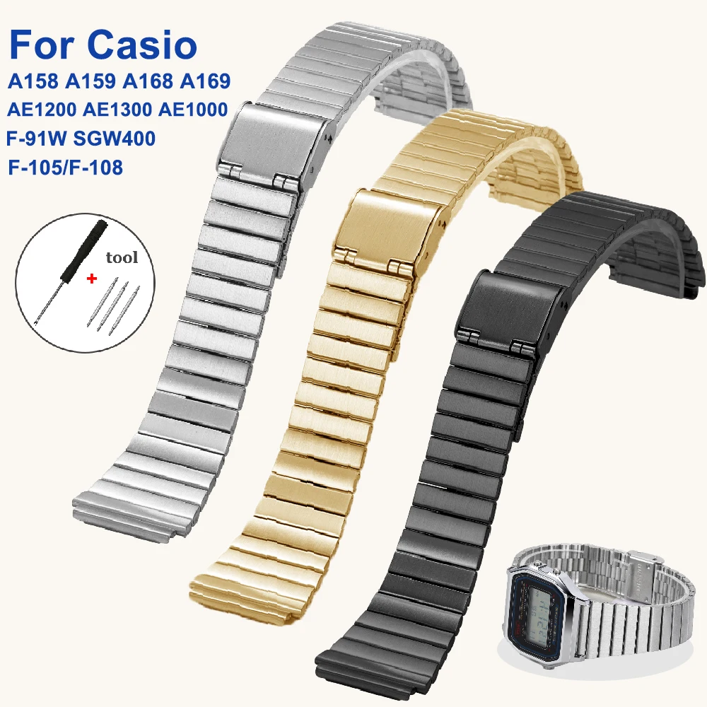 Для часов Casio F91W стальной для F84 F105 F108 A158 задний ремешок ультратонкий
