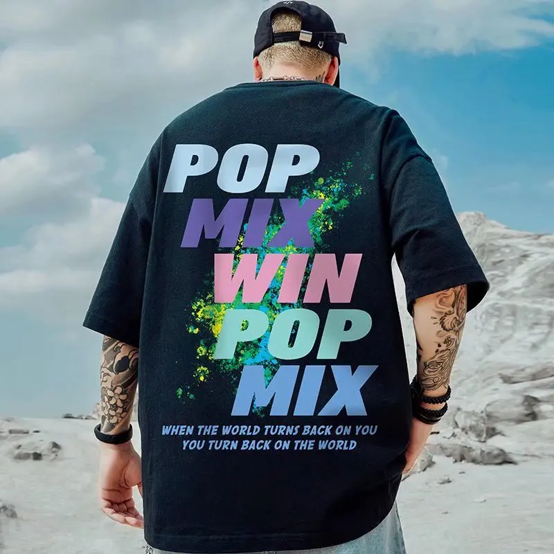 

hiphop new short sleeve t-shirt men's fashion European and American high street retro oversize half sleeve top fashion brand