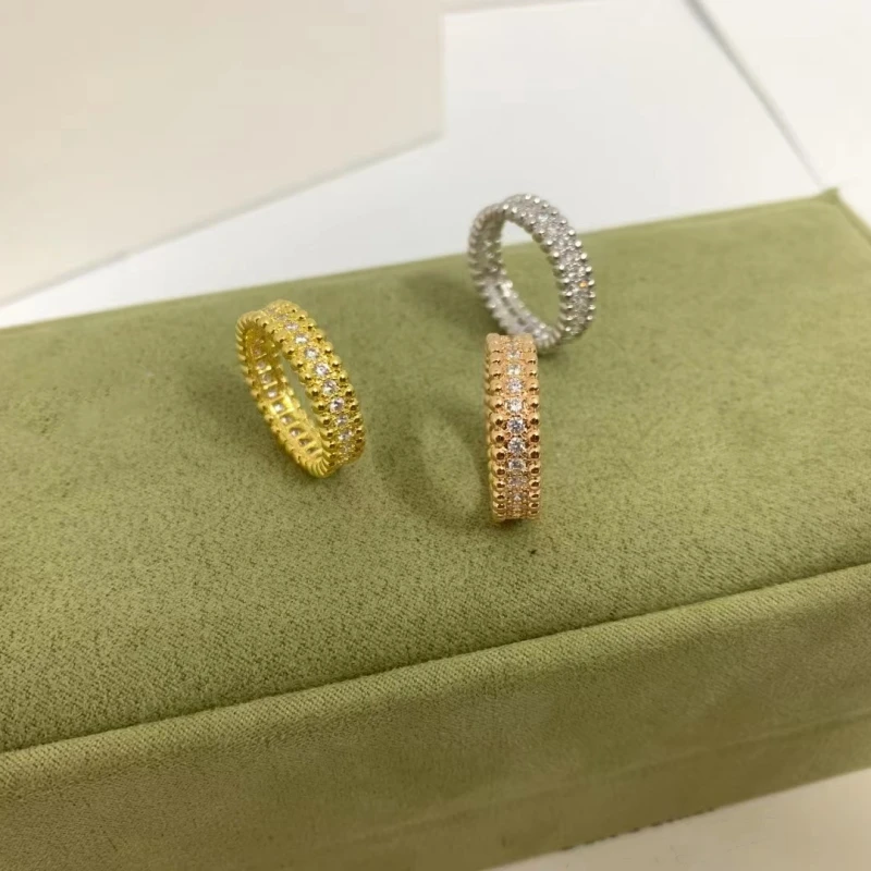 

925 Silver Plated Gold European and American Narrow Edition Kaleidoscope Ring Luxury Personalized Women's Fashion Brand Jewelry