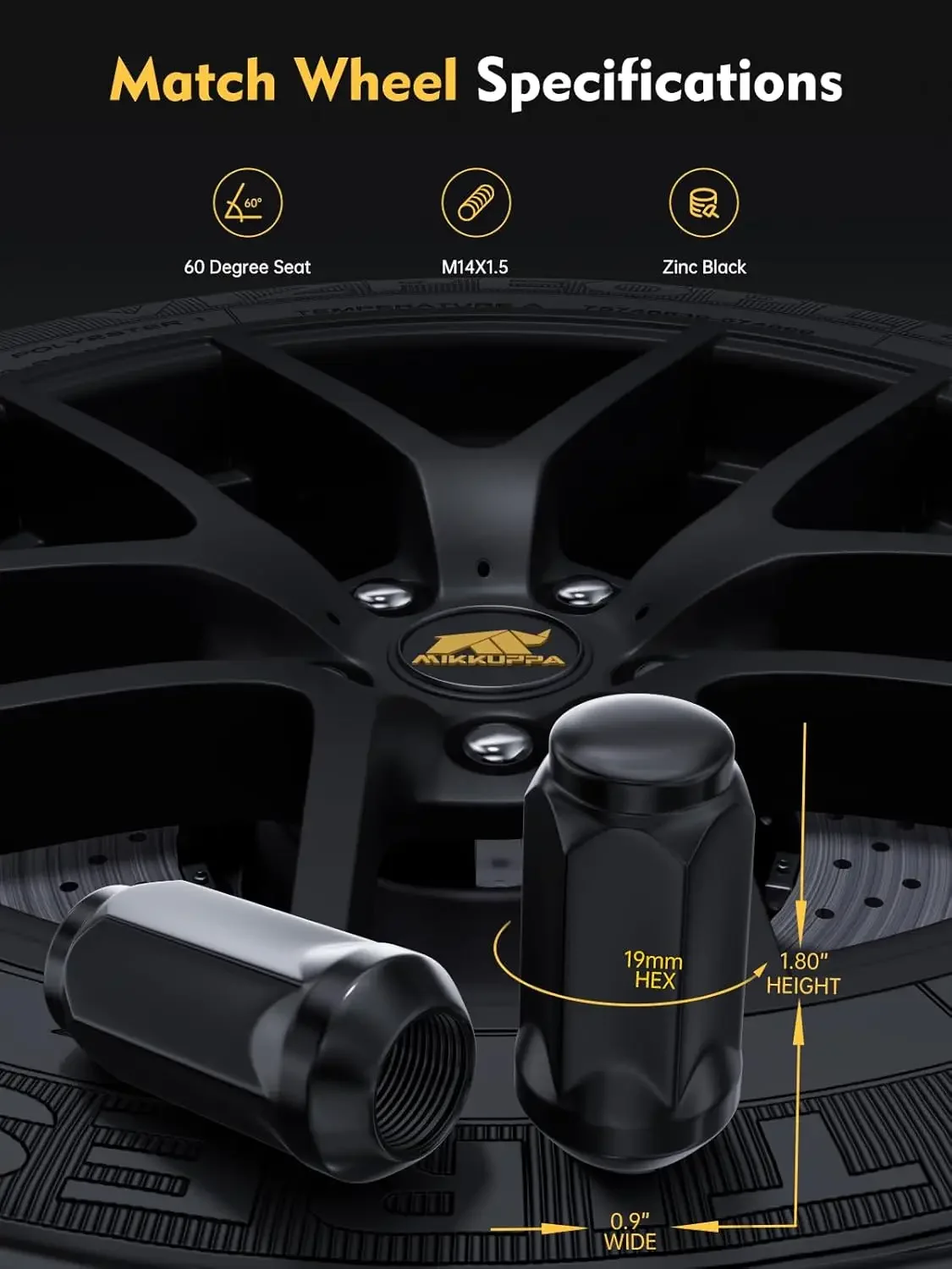 MIKKUPPA 24 шт. M14x1 5 узкие гайки с проушинами-3/4 дюйма шестигранные высота 1 8 ширина 0 9