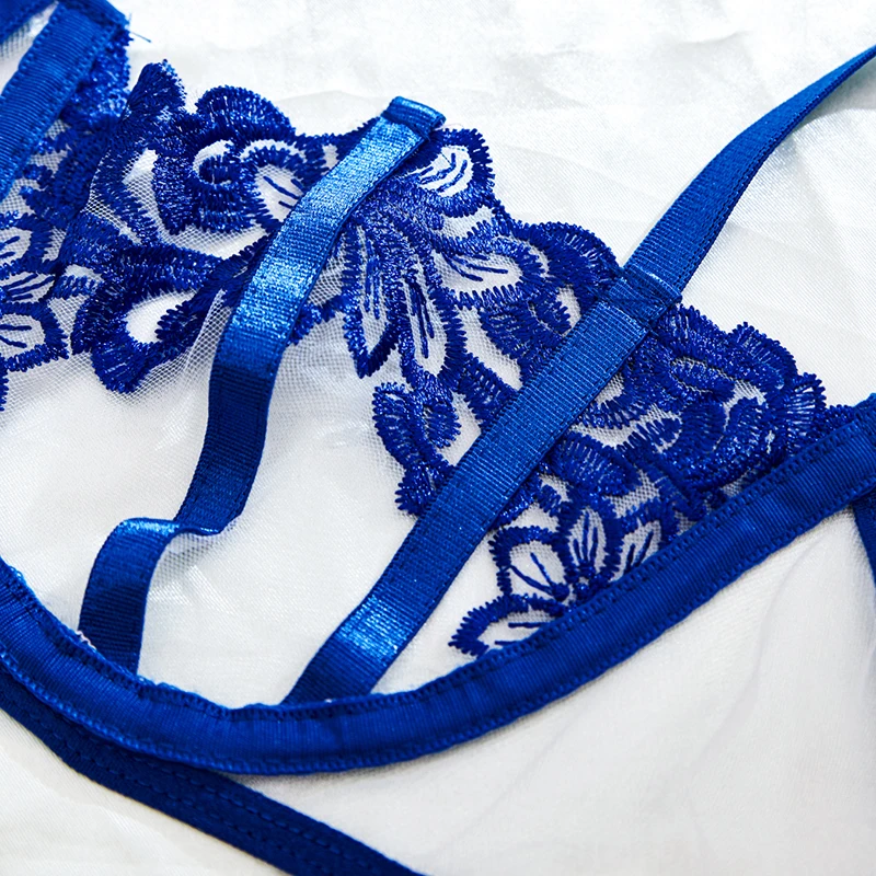 Сексуальный кружевной бюстье с цветочным принтом и трусы для женщин