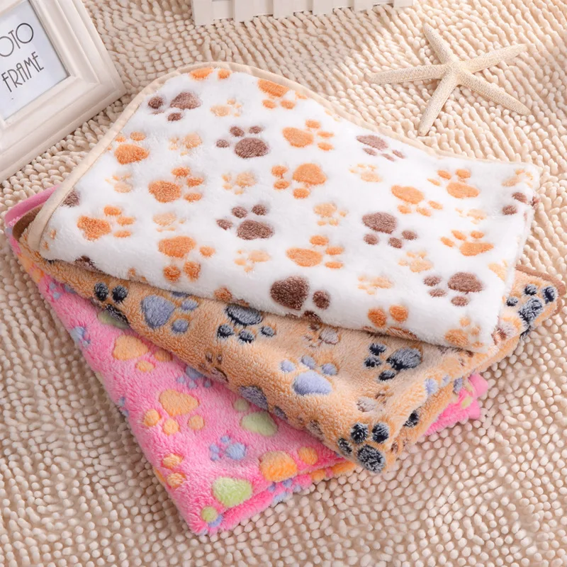 

Cute Warm Pet Bed Mat Cover Small Medium Large Towl Paw Handcrafted Print Cat Dog Fleece Soft Blanket Puppy Winter Pet Supplies
