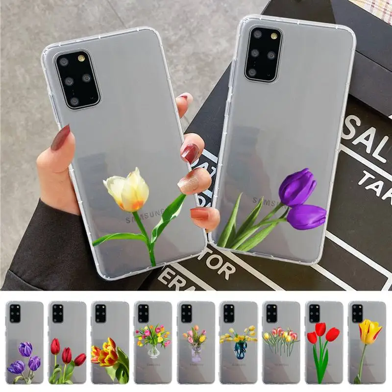 

YNDFCNB Tulip Flower Phone Case For Samsung A 10 20 30 50s 70 51 52 71 4g 12 31 21 31 S 20 21 plus Ultra