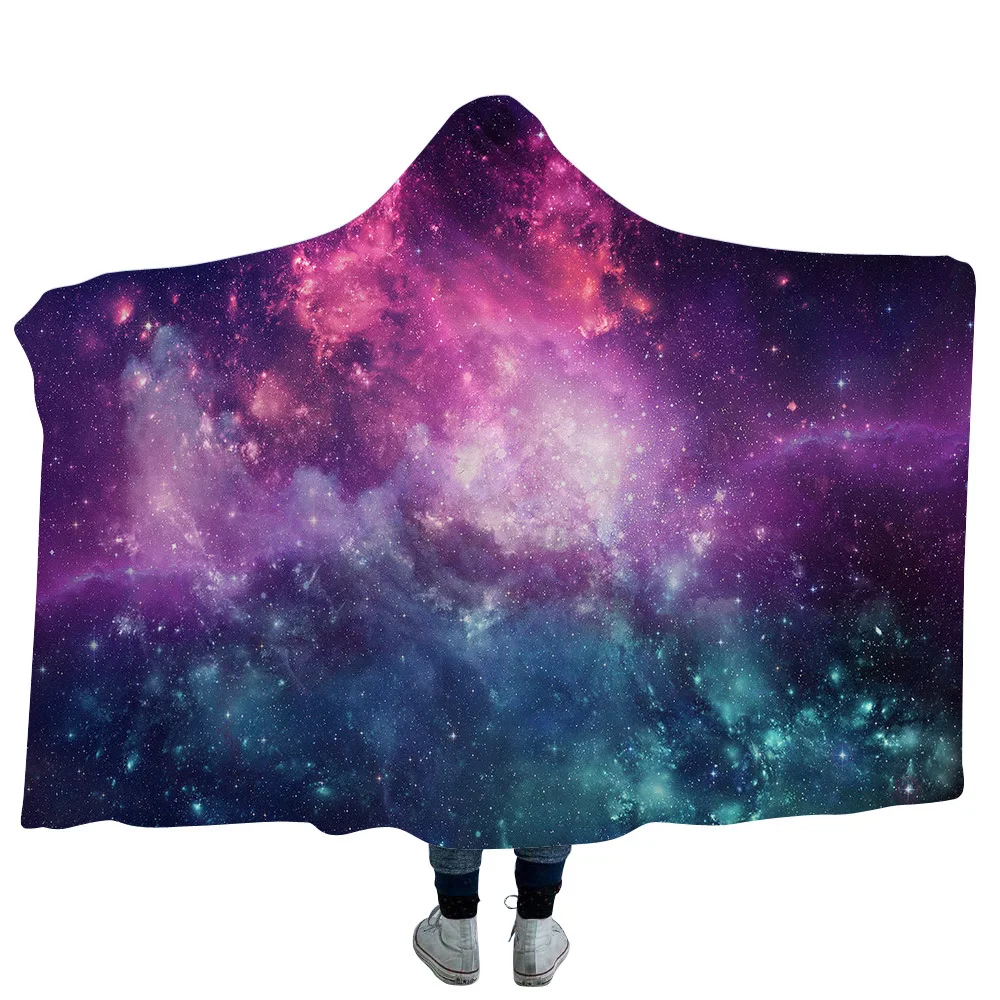 

Starry Sky Hooded Blanket Super Soft Colorful Blanket Hooded Throw Wrap Blanket Hooded Robe Hooded Cloak for Adults Kids