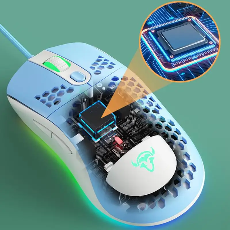 

7 Button Mouse Programmable Hollow Mouse Optical Mouse Flexible RGB Backlight Computer USB2.0 Interface 400IPS High-Speed Motion