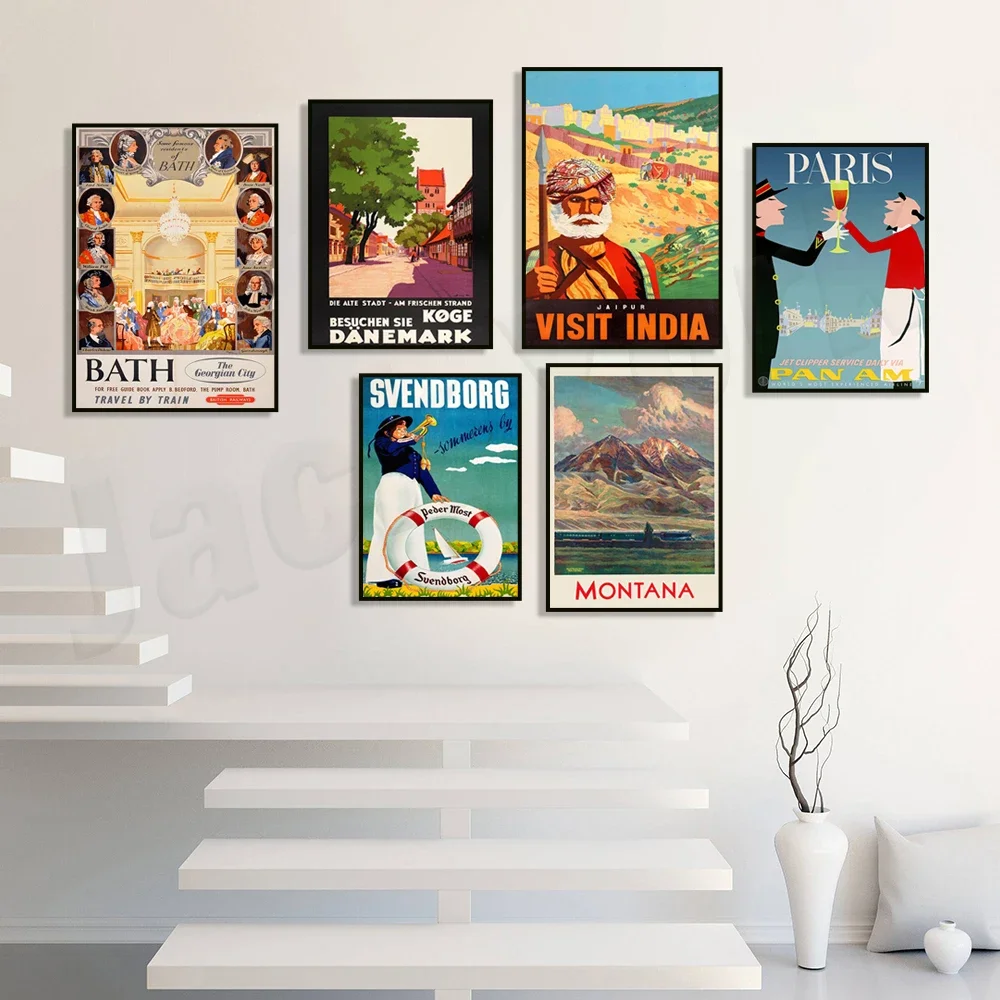 Дорожные постеры для Монтана Монггенева Англия Швейцария Берн Джаaipur Индия