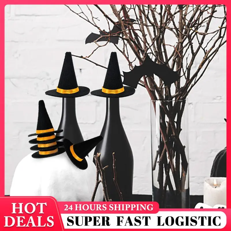 

Felt Witch Hat Wine Bottle Cap Home Handicraft All Saints Day Hat Mini Party Supplies Hair Accessories Holiday DIY Decorations
